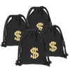 NUOBESTY 4 Pcs Money Drawstring Bag Dollar Party Favor Bags Canvas Money Pouch Dollar Sign Carrying Sack for Bank Robber Pirate