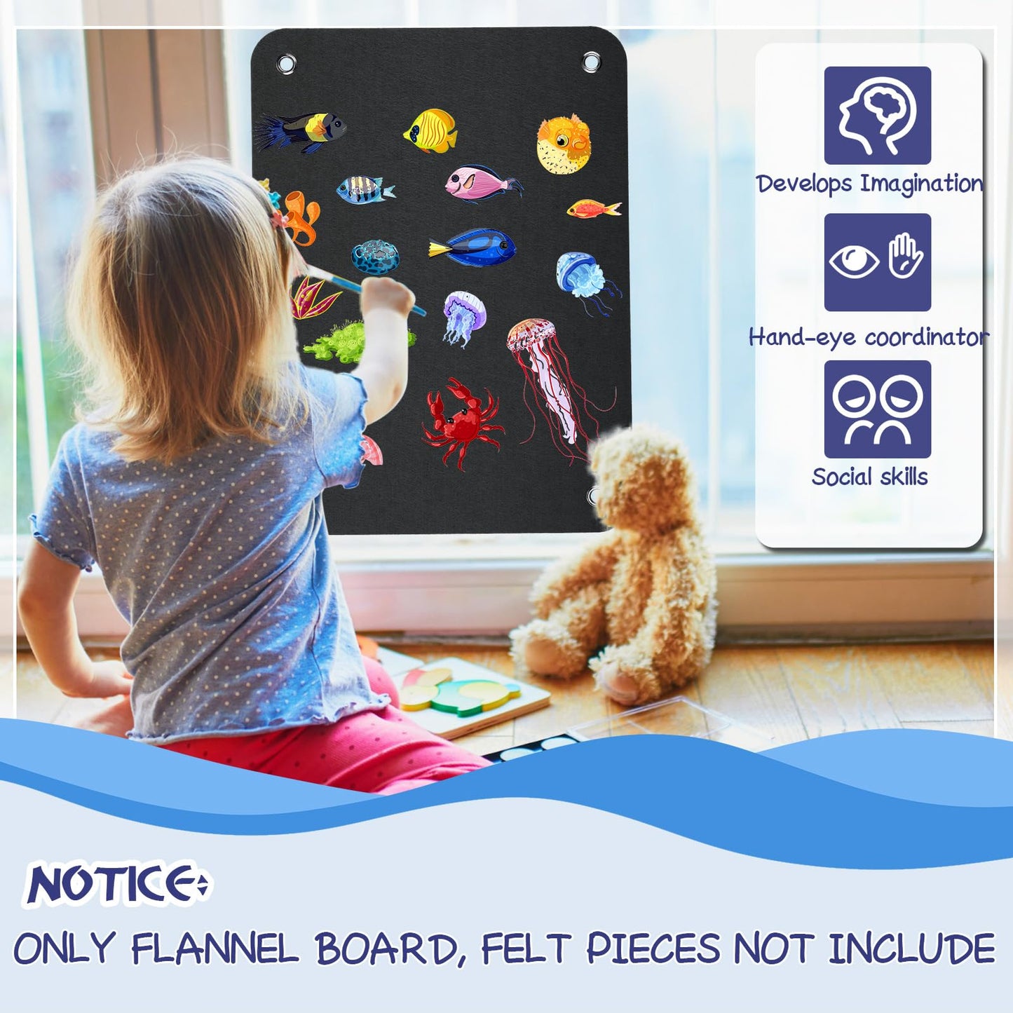 4 Pieces Felt Board for Toddlers Classroom Flannel Board Stories for Preschool Homeschooling, Kids Felt Story Activity Wall Hang
