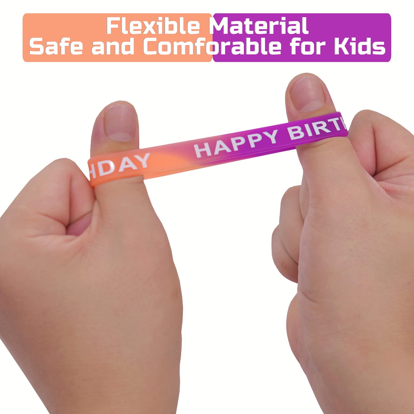 Neureyte 176 Pieces Birthday Rubber Bracelets(22 Styles),Colored Birthday Wristbands for Birthday Party Favors,Stretch Birthday