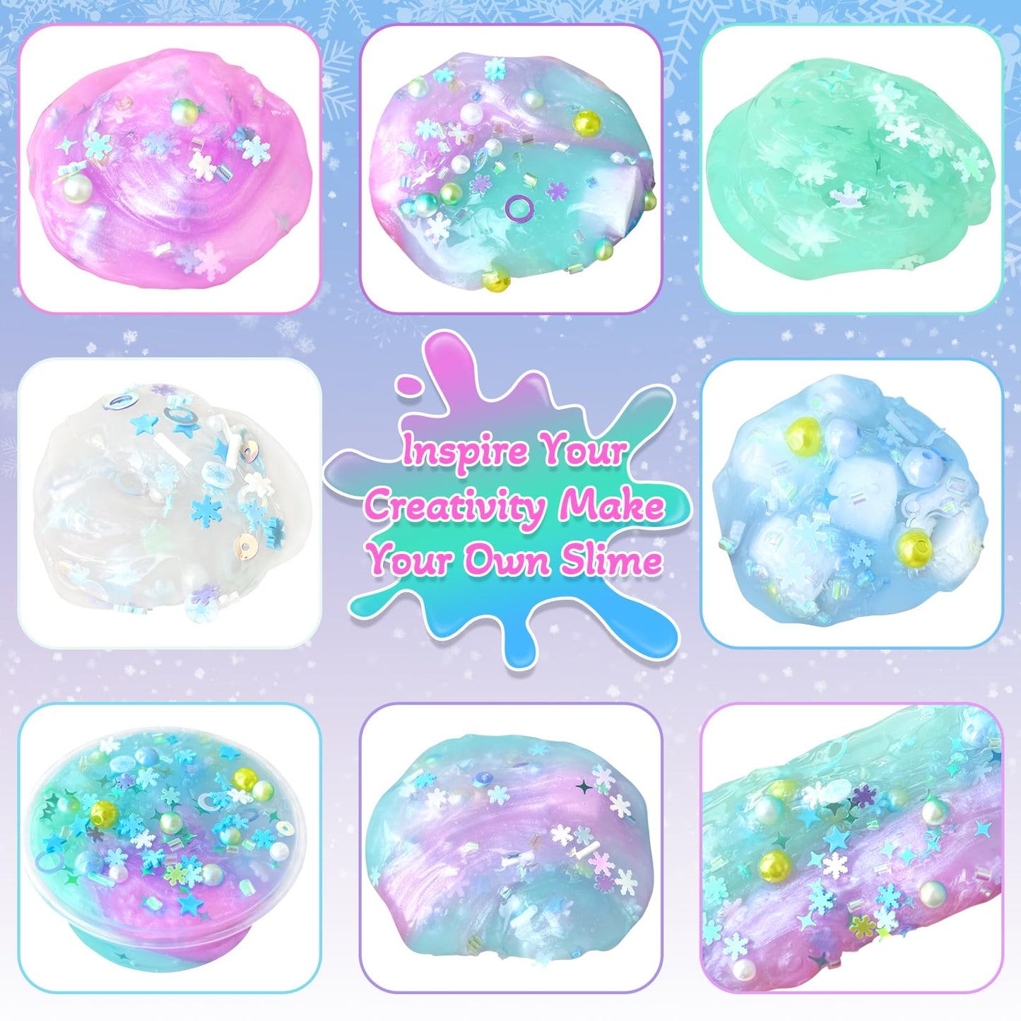 Npne Frozen Slime Kit For Girls Diy Slime Making Kit With Glitter Add Ins Foam Jelly Cubes Christmas Birthday Party Favors Prese