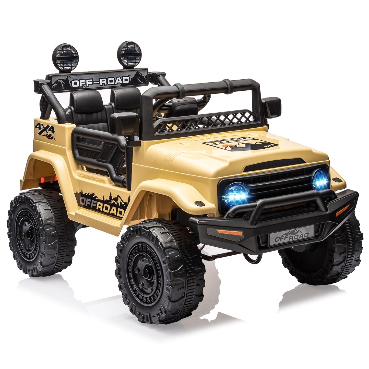 Hetoy 12V Electric Ride-On Truck for Kids - Remote Control Car with Spring Suspension, LED Lights, Music & 3 Speeds | Battery-Po