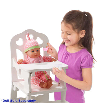 Melissa & Doug Wooden Doll High Chair - Wooden Pretend Play High Chair For Dolls