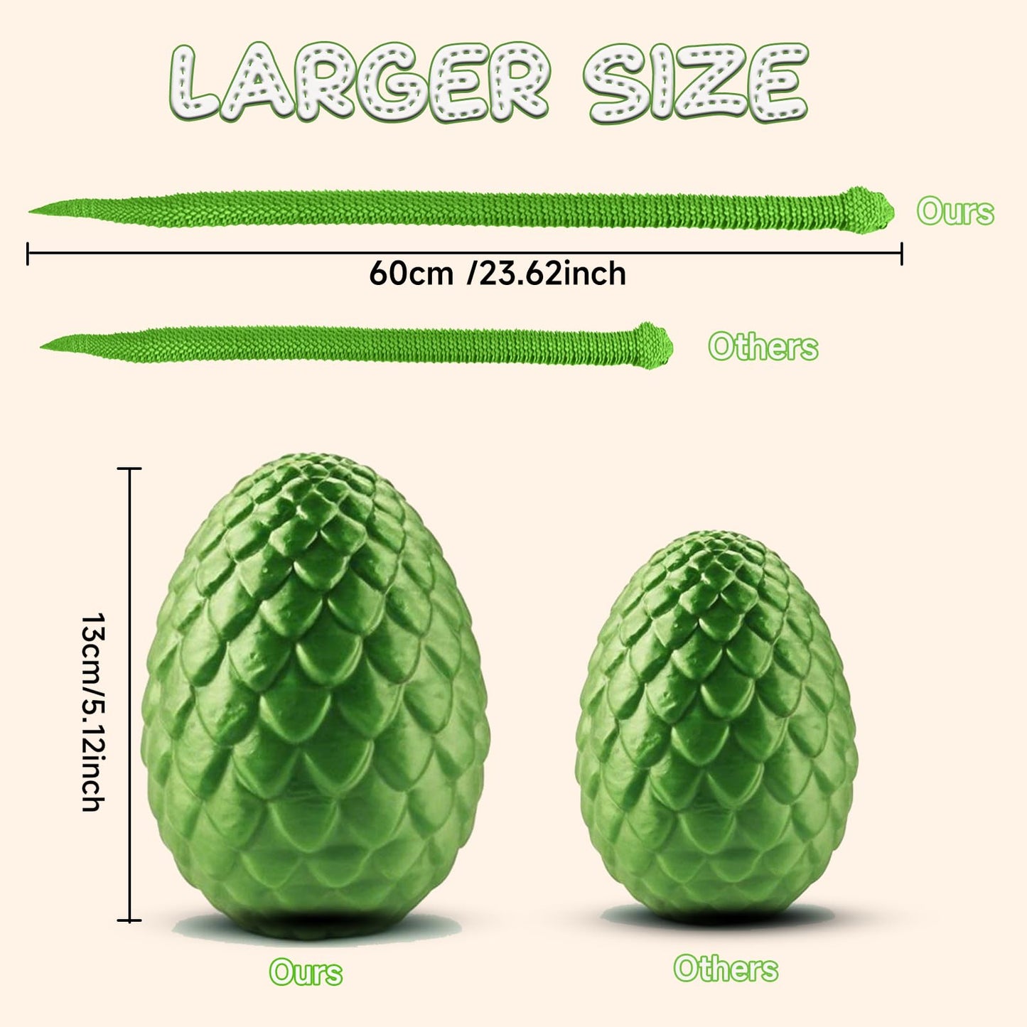 Byojia 3D Printed Snake Toys, 23.6'' Large Size Snake Eggs With Flexible 3D Articulated Snake Inside, Eco-Friendly Fidget Adhd S
