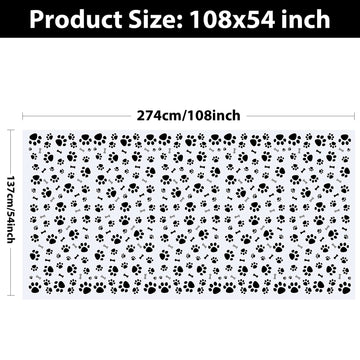 Puppy Dog Pet Paw Print Tablecloth, 1 Pack Large Size Paw Print and Bone Sign Disposable Plastic Rectangle Table Cloth for Pet D