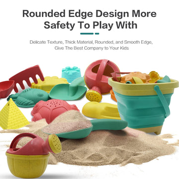 Beach Toys for Kids - Sand Toys Set Includes Collapsible Sand Bucket Shovel and Sand Rake Toys for Beach 12 PCS, Sandbox Toys Sa