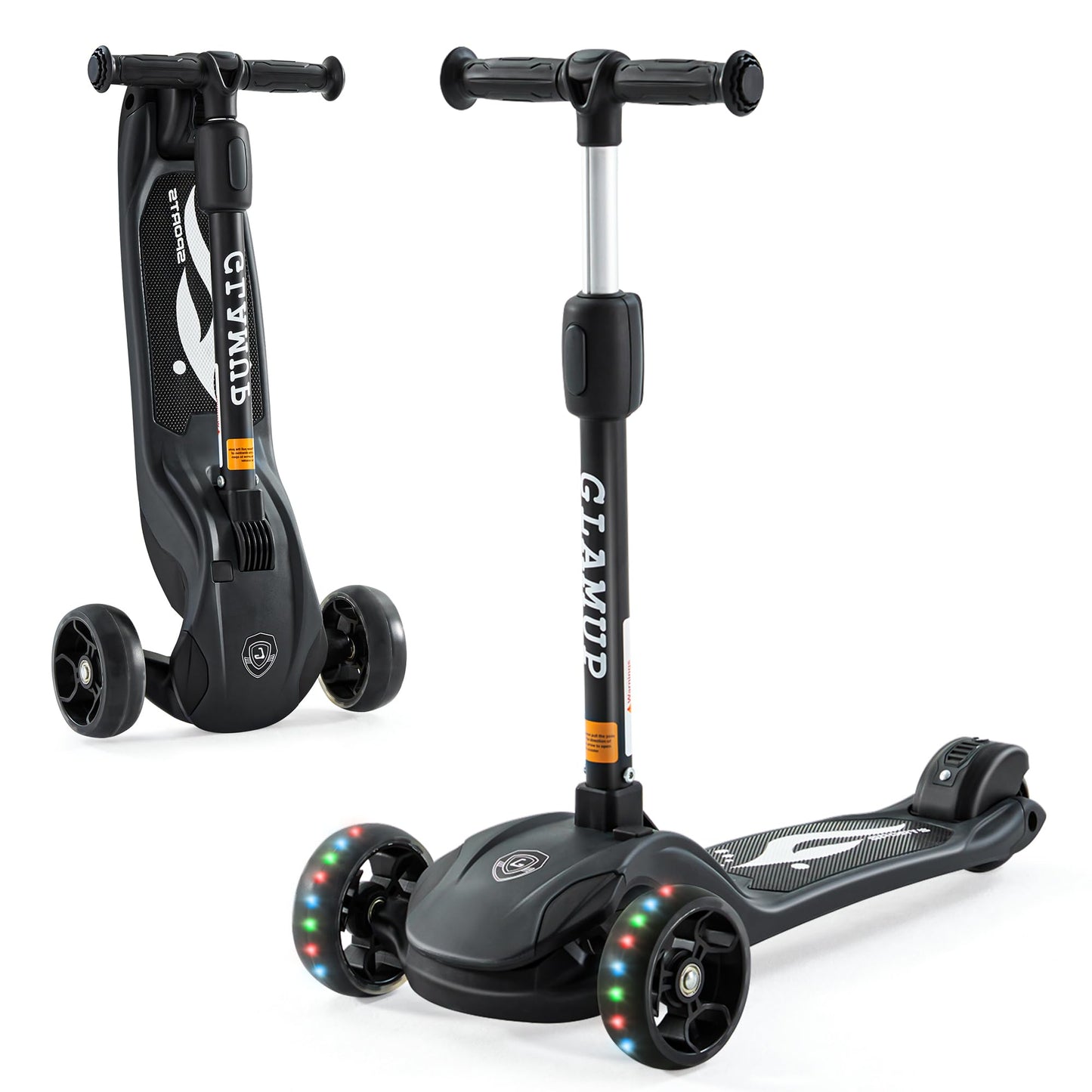 Glamup Kick Scooter Adjustable Height Adjustable Handlebar,Kids Scooter 3 Wheel With Led Lights,Suitable Kids Ages 2,Ages 6,Ages