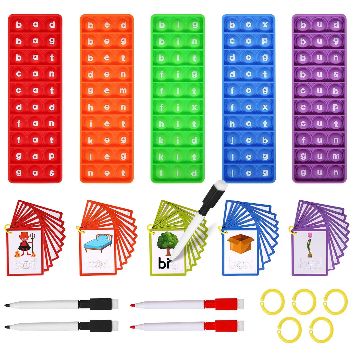 Anemeeoke Cvc Word Games, Phonics Interactive Flash Cards For Preschool & Kindergarten Classrooms, Manipulative Spelling Toy - L