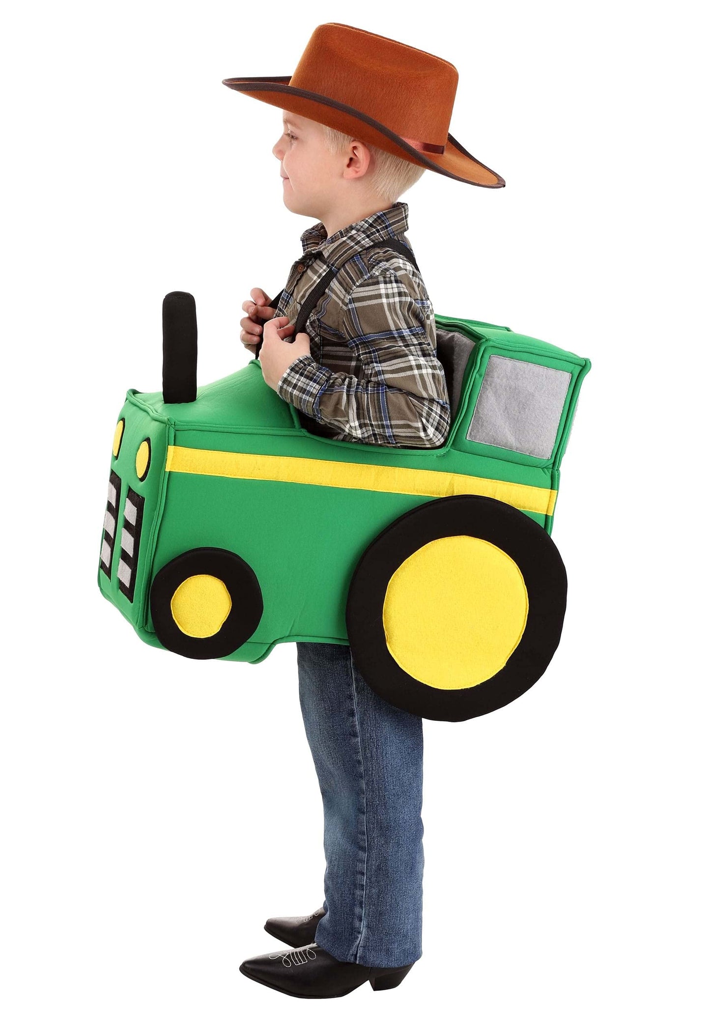 Toddler Ride In Tractor Costume, Foam-Backed Tunic Farm Cosplay Halloween Costume Outfit Standard