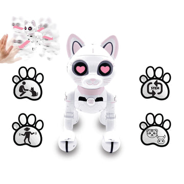 Lexibook - Power Kitty® - Remote Control Robot Cat, Programmable Smart Robot, Light, Sound, White/Pink - Kitty01