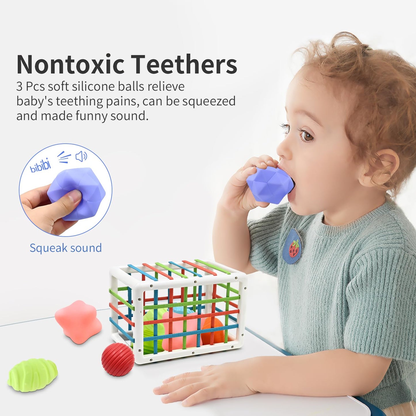 Aituitui Montessori Baby Toys For 1 Year Old Boy Girl Gifts, Shape Sorter Baby Toys 6 12 18 Months Early Learning Sensory Bin With 3 Soft Textured Balls, Toddlers Toy For Age 1 2 3 Autistic Children