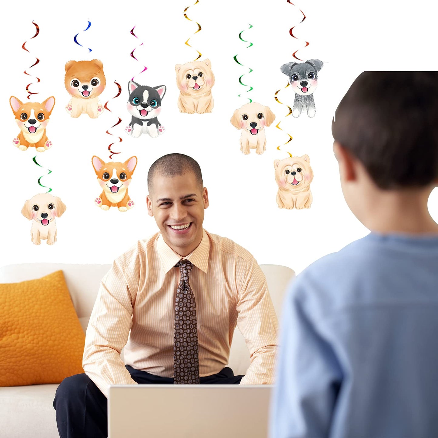 12 Pcs Dog Paw Prints Puppy Hanging Swirls Ceiling Streamers Decorations, for Dog Paw Prints Birthday Party Favors Supplies and