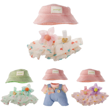 Clothes for 17cm Doll Skirt Set for Dolls 2 Piece Set Hat Skirt Outfit enhanced Fashion Cute Dress for 17cm Dolls Accessories (NO Doll) (Beige)