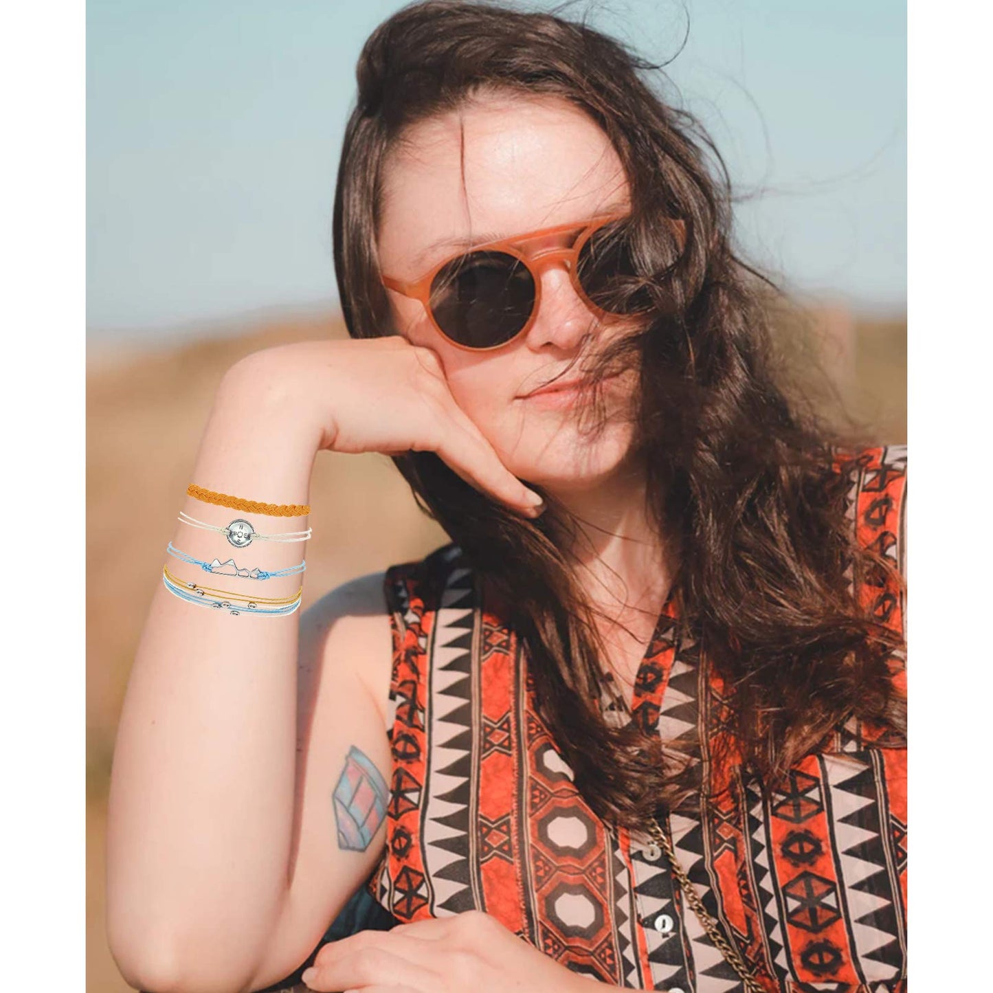 Long tiantian Waterproof String Bracelets for Girls Summer Wave Bracelet Friendship Handmade Wave Bracelet (11PCS Yellow Sunflow