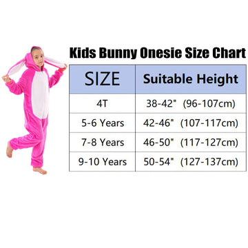 TYONMUJO Animal Onesie Costume for Kids Halloween Costumes for Girls Boys Cosplay Outfit Rabbit Bunny Pink 110
