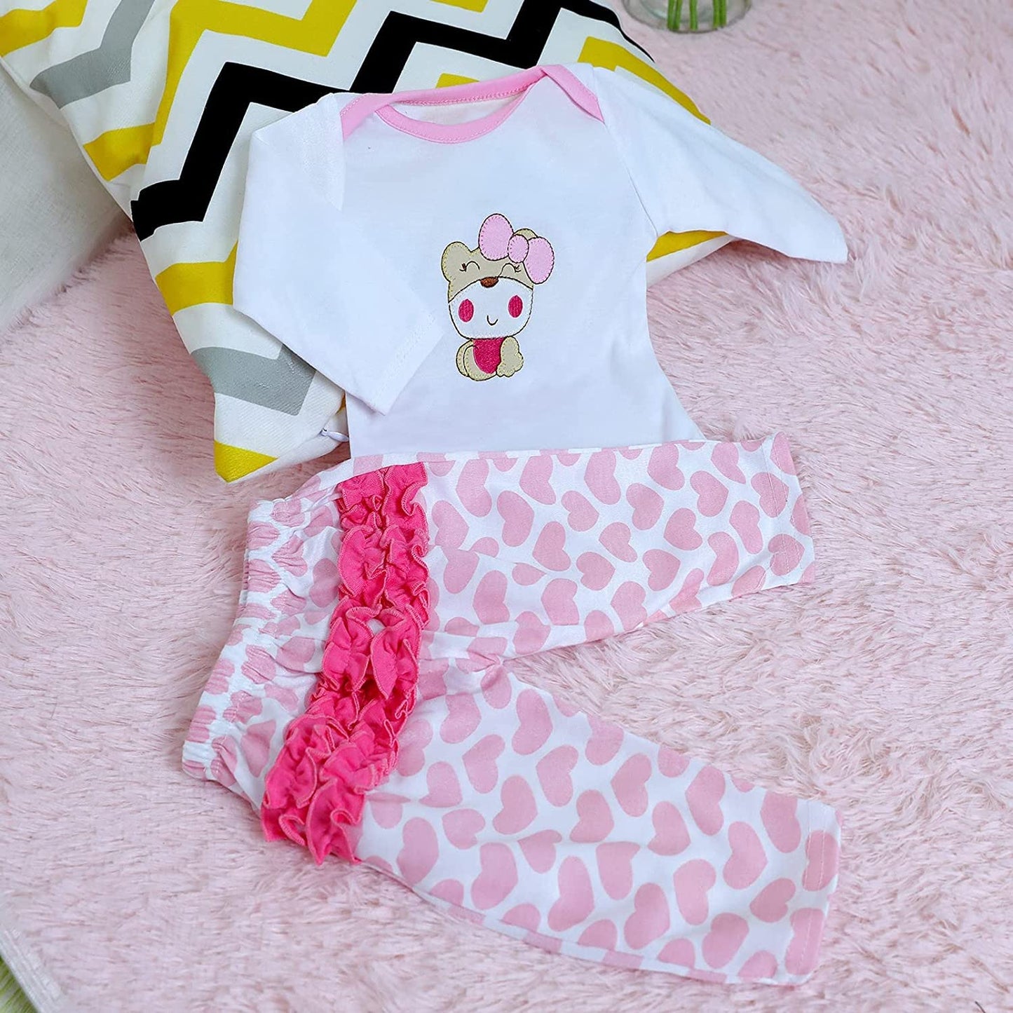 Reborn Baby Doll Clothes For 17-22 Inch Newborn Baby Doll Girl.?Cute Bear Pattern 4Pcs Set ?