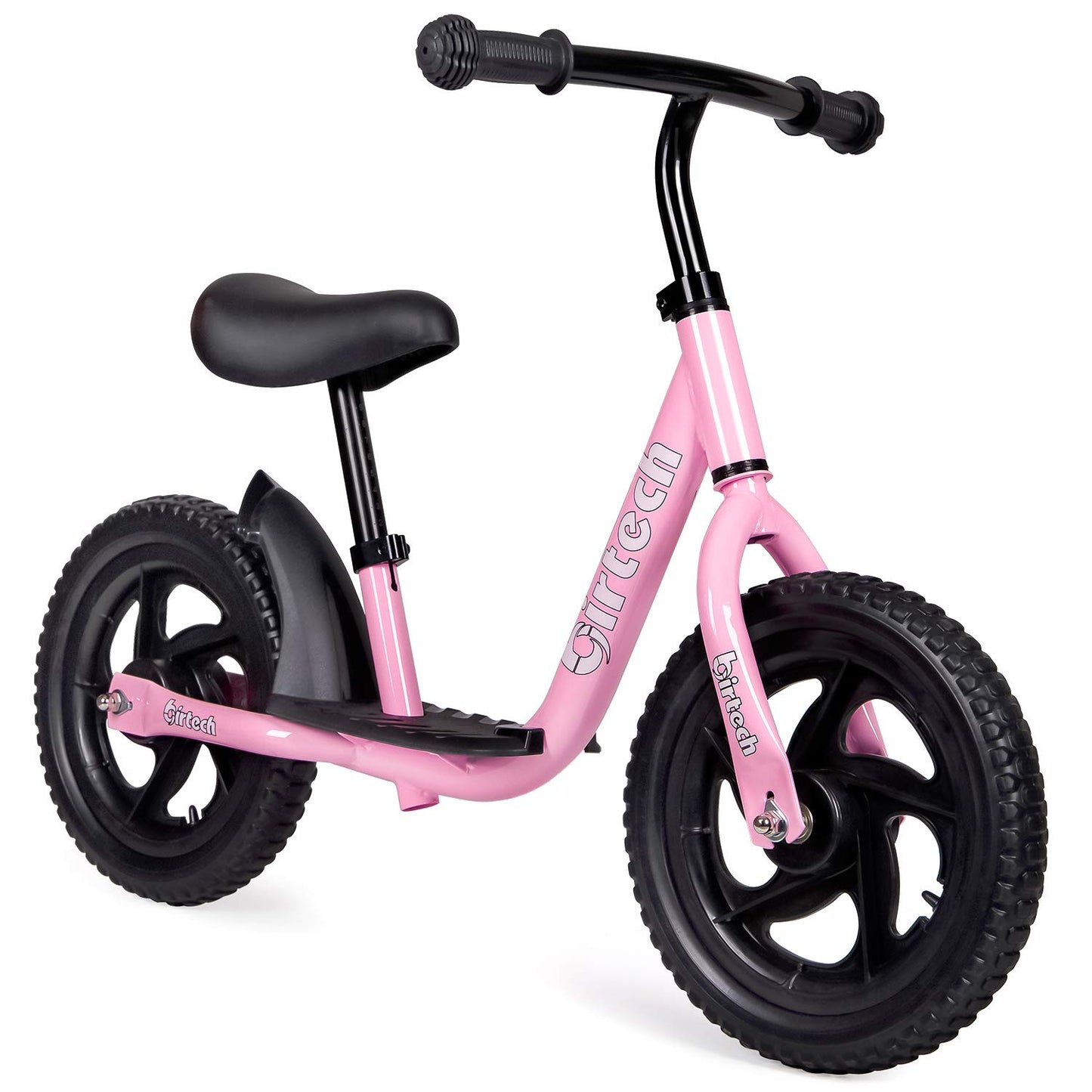 Birtech Balance Bike For 2-5 Year Old, 12 Inch Toddler Bike No Pedal Training Bicycle With Adjustable Seat Height, Airless Tire (Pink)