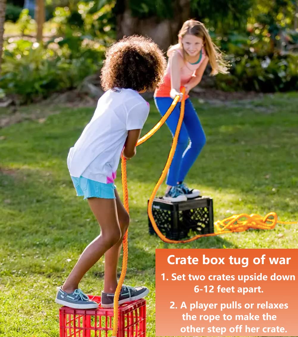 Cwlakon Field Day Games Tug Of War Rope Outdoor Games For Kids, Teens And Adults, Family Reunion Birthday Party Outside Yard Picnic Games For Team Building Activities, 20 Feet, Orange