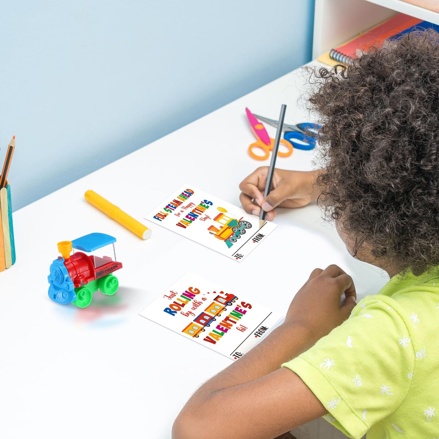 JellyArch 24 Sets Valentines Day Gifts for Kids Valentines Day Cards with Trucks, Goodie Bag Stuffers Gift Exchange School Class