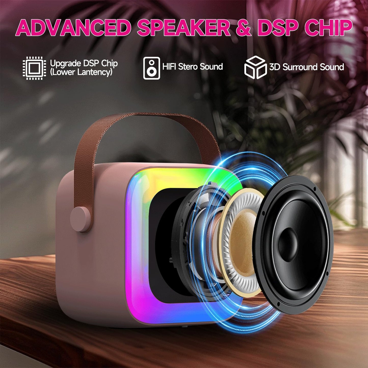 SECULEAD Karaoke Machine Wireless Speaker - mini Karaoke for Kids 3-5, Girls & Boys with Built-in Microphone for Singing, Kids K
