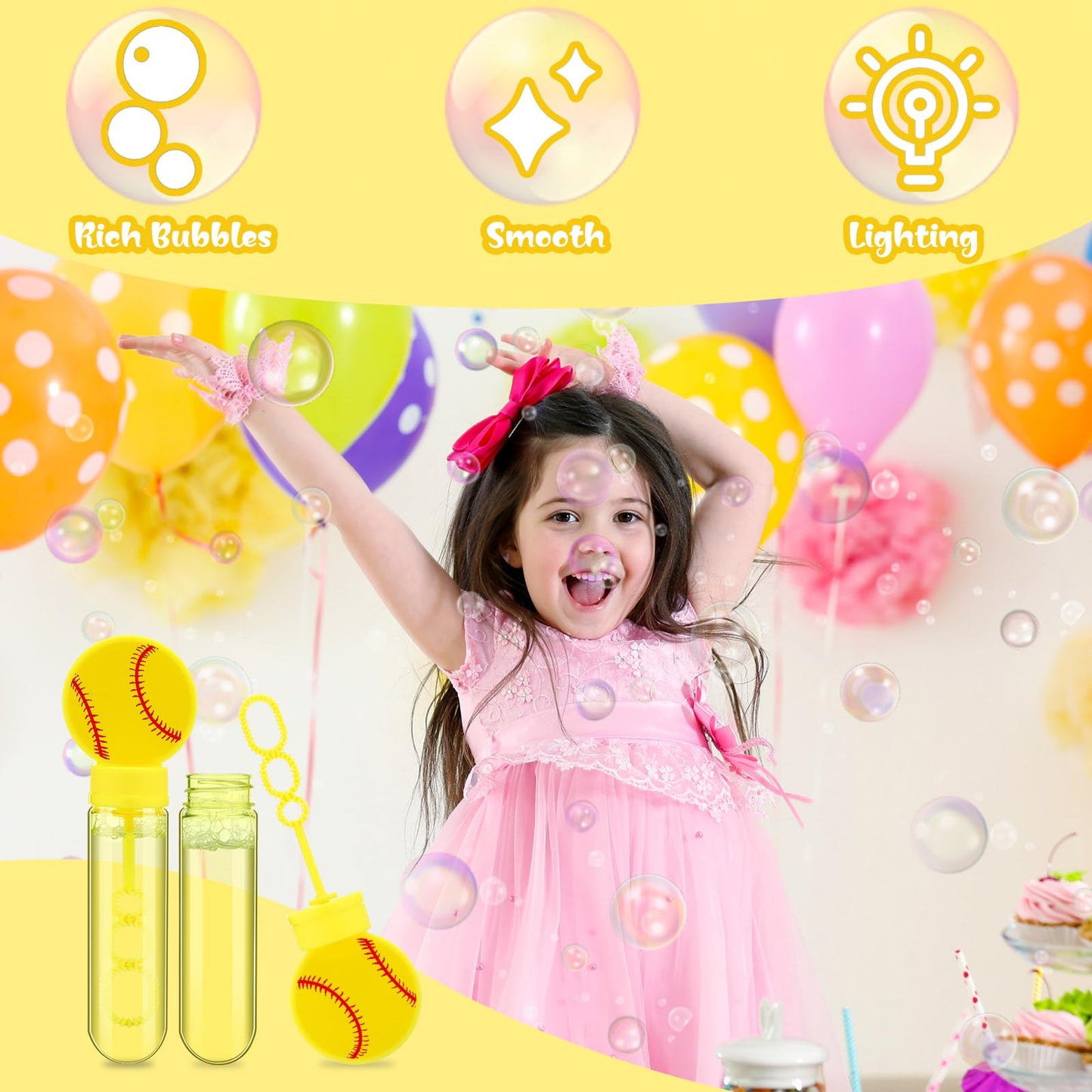 Pullcrease 16 Pcs Softball Bubble Wands Party Favors Softball Gifts Birthday Bubble Wand Bulk Softball Party Decorations Softbal