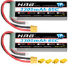 Hrb 2Pcs 3S Lipo Battery 11.1V 3300Mah 60C Xt60 Rc Lipo Battery Compatible With Rc Car Truck Quadcopter Airplane Helicopter Boat