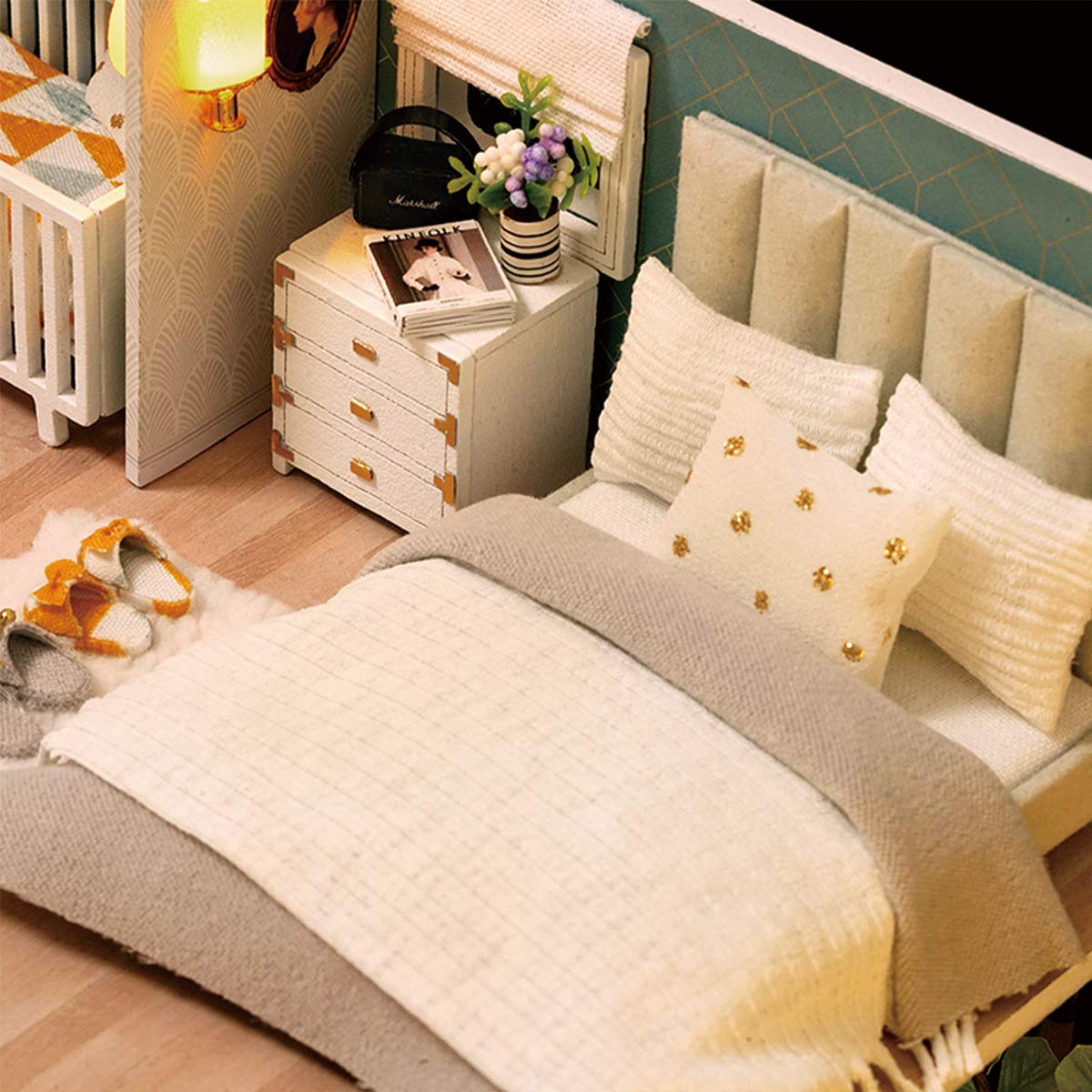 GuDoQi DIY Miniature Dollhouse Kit 1:24 Scale, Tiny House with Furniture & Music, Perfect Craft Gift for Birthdays & Christmas, Multicolored