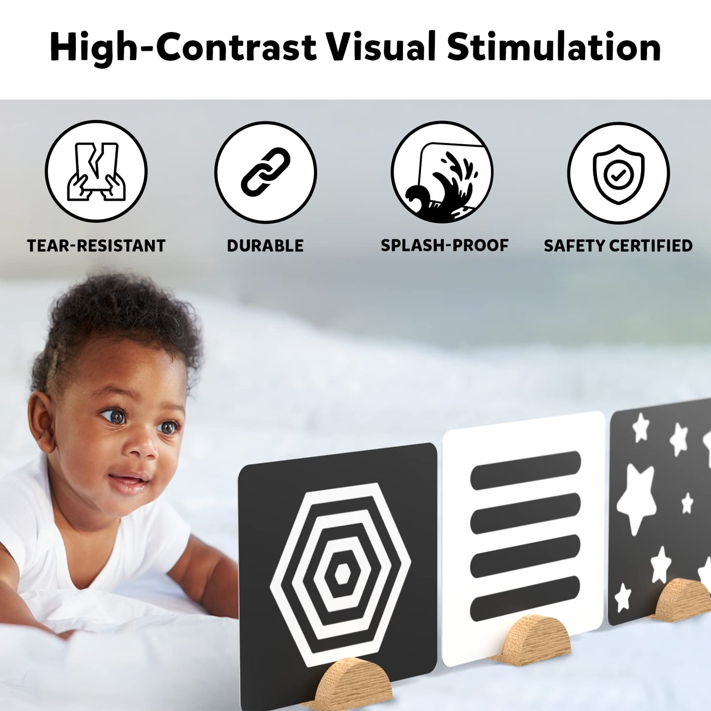 Skillmatics Large Flash Cards For Babies & Infants - High Contrast, Newborn Visual Stimulation & Sensory Development For 0 To 12 Months, 60 Pictures, Gifts, Travel Friendly