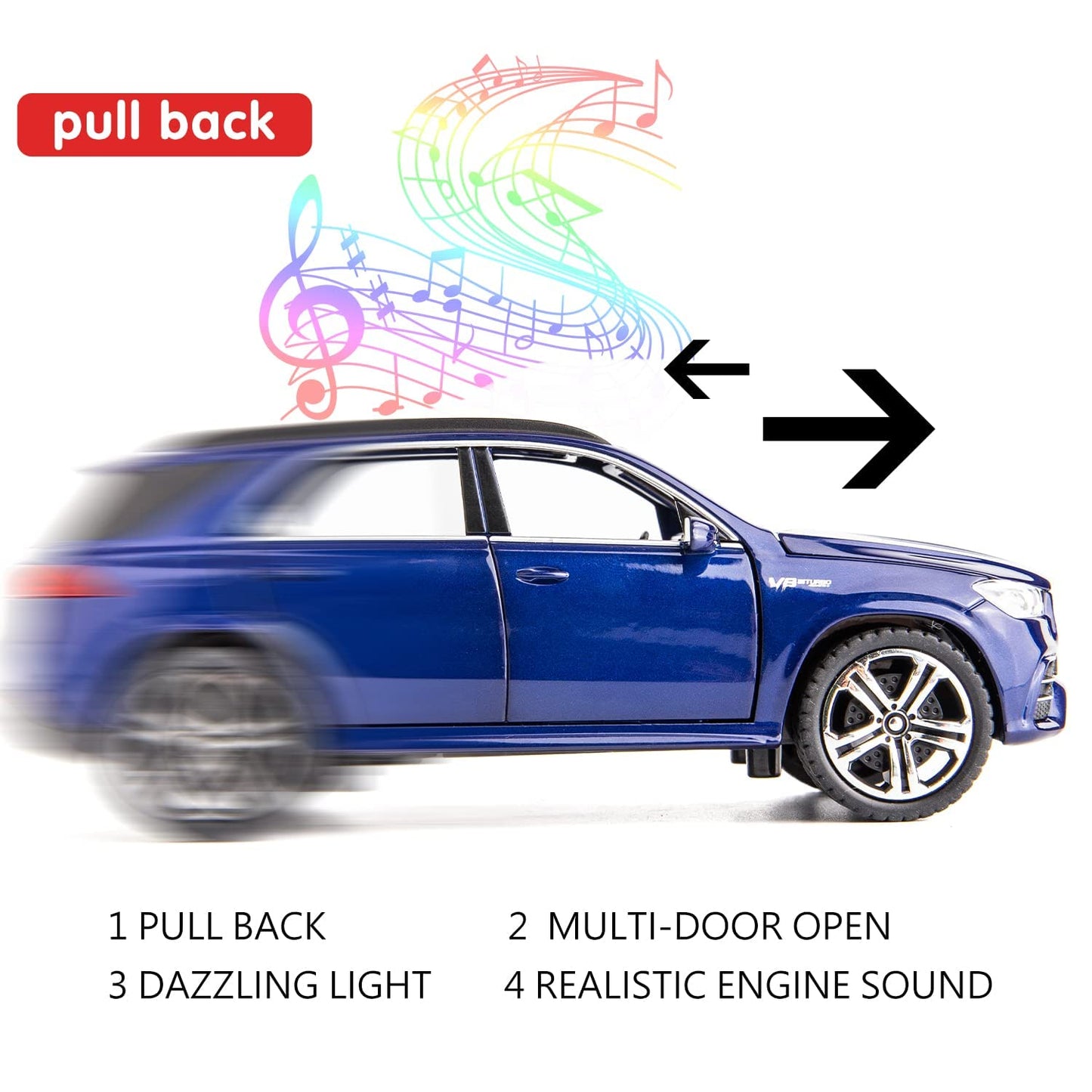WAKAKAC Diecast Car Model Benz AMG GLE 63S 1/32 Pull Back Zinc Alloy Toy Vehicle Collection Decoration Gift Toy Car(blue)