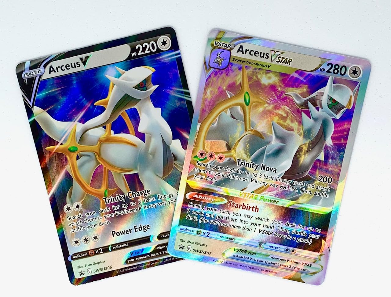 Arceus V & Vstar - Pokemon Card Lot - Black Star Promo Swsh307 + Swsh306