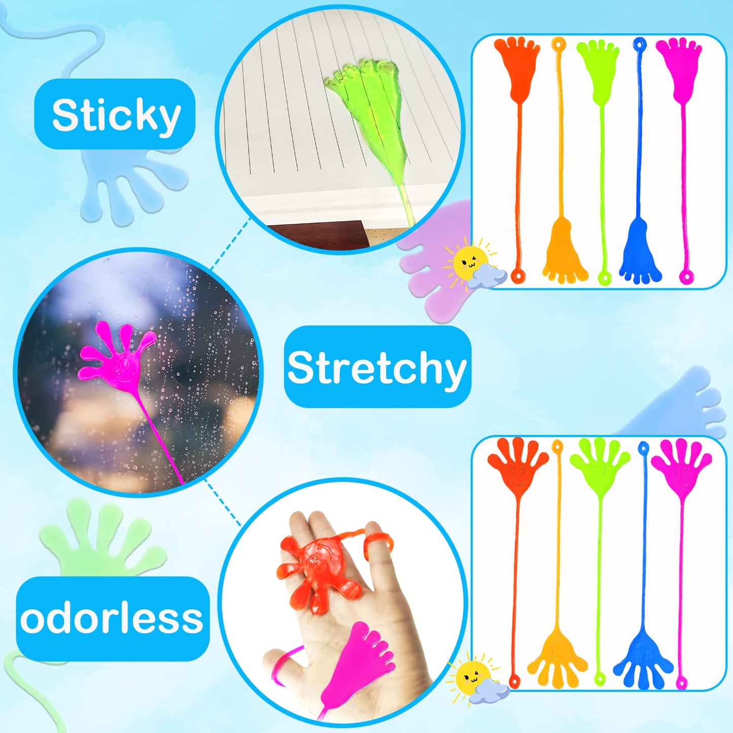 Leetous Bulk Sticky Hands Party Favors Supplies Toys Gifts For Kids (100 Pcs), Halloween Basket Goodie Bag Stuffer Fillers For T