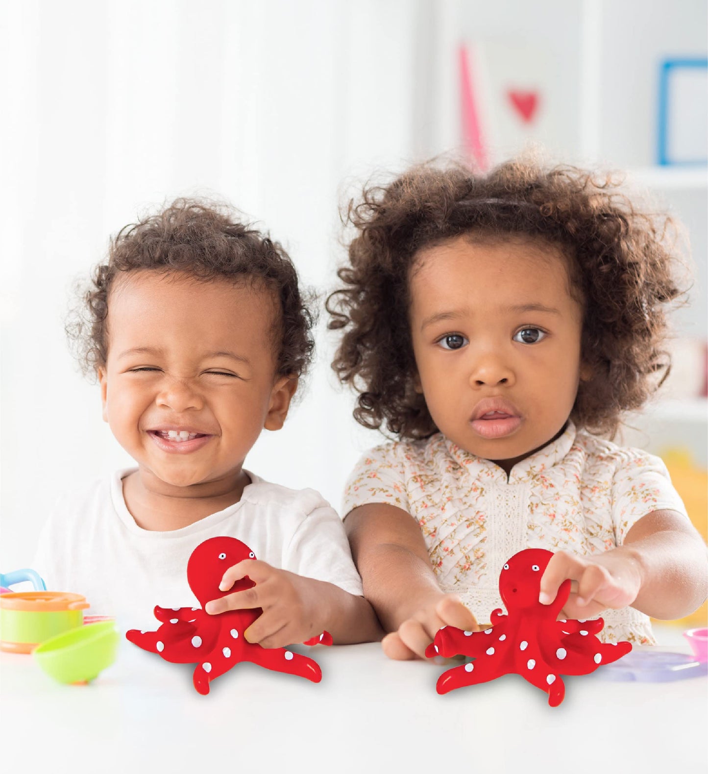 Dollibu Octopus Bath Buddy Squirter - Floating Red Octopus Rubber Bath Toy, Fun Water Squirting Bathtime Play For Toddlers, Cute