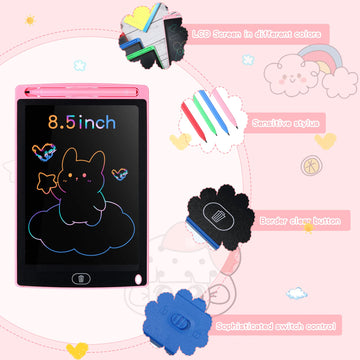 Zonon 4 Pcs Lcd Writing Tablet For Kids 8.5 Inch Doodle Board Drawing Tablet Toddler Toys Gifts Lcd Writing Board Electronic Erasable Reusable Colorful Screen Pad(Blue, Red, Green, Pink)