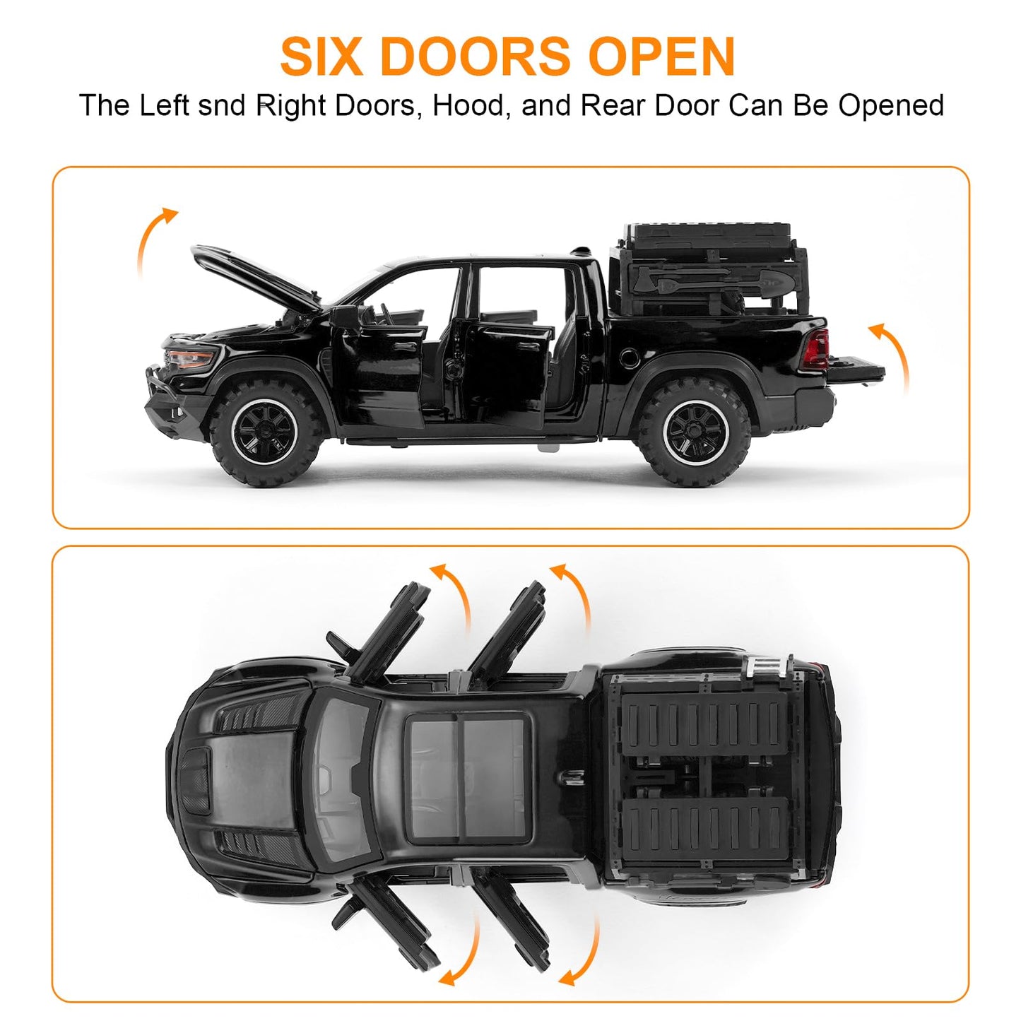 Toy Dodge Mammoth Pickup Truck Model Car Vehicle Toy for Kids Boys 3+ Years, Diecast Metal Truck with Sound and Light, 1:32 Allo