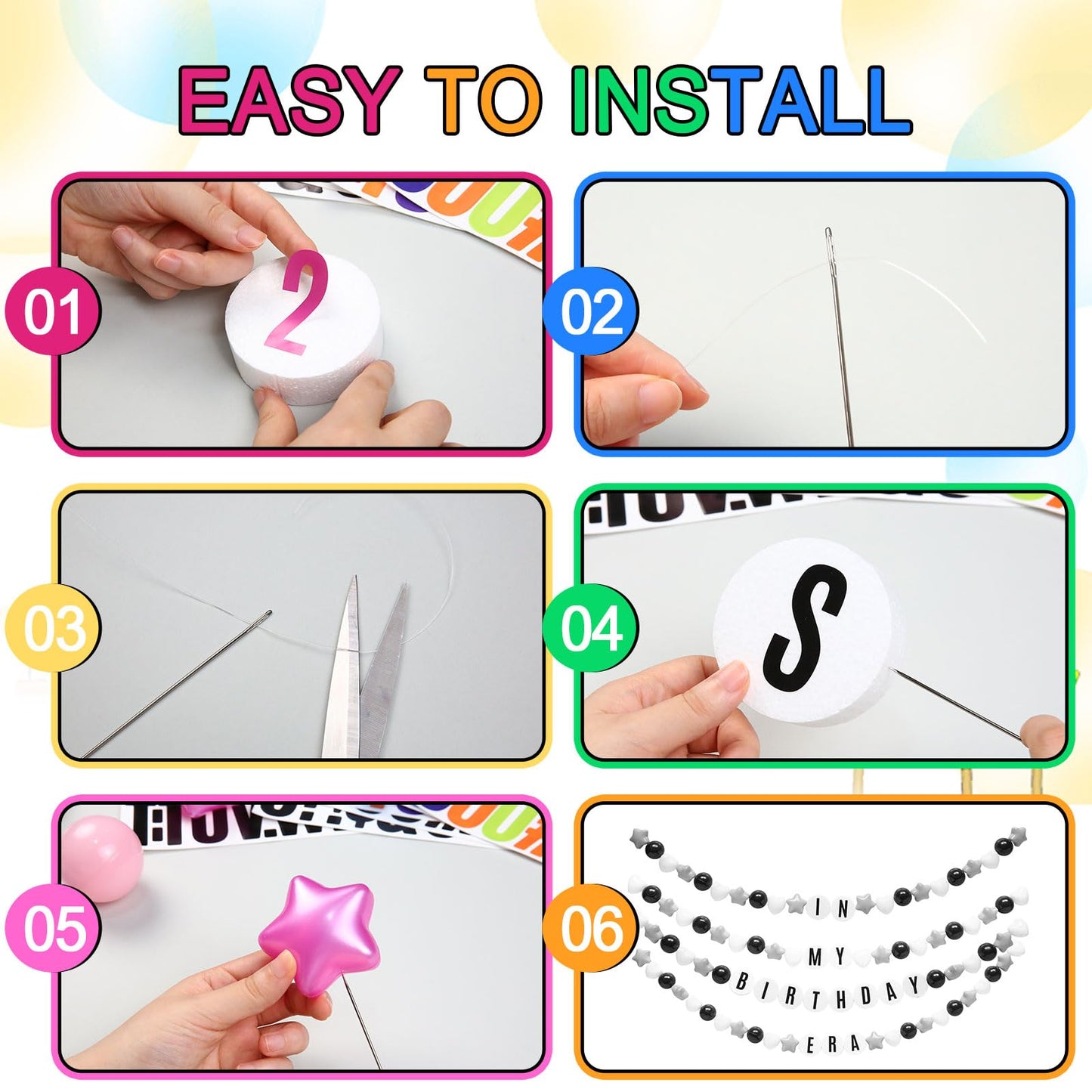 DIY Giant Friendship Bracelet Birthday Party Banner Kits with 100 Ocean Balls in My Birthday Era Banner Famous Singer Banner Dec