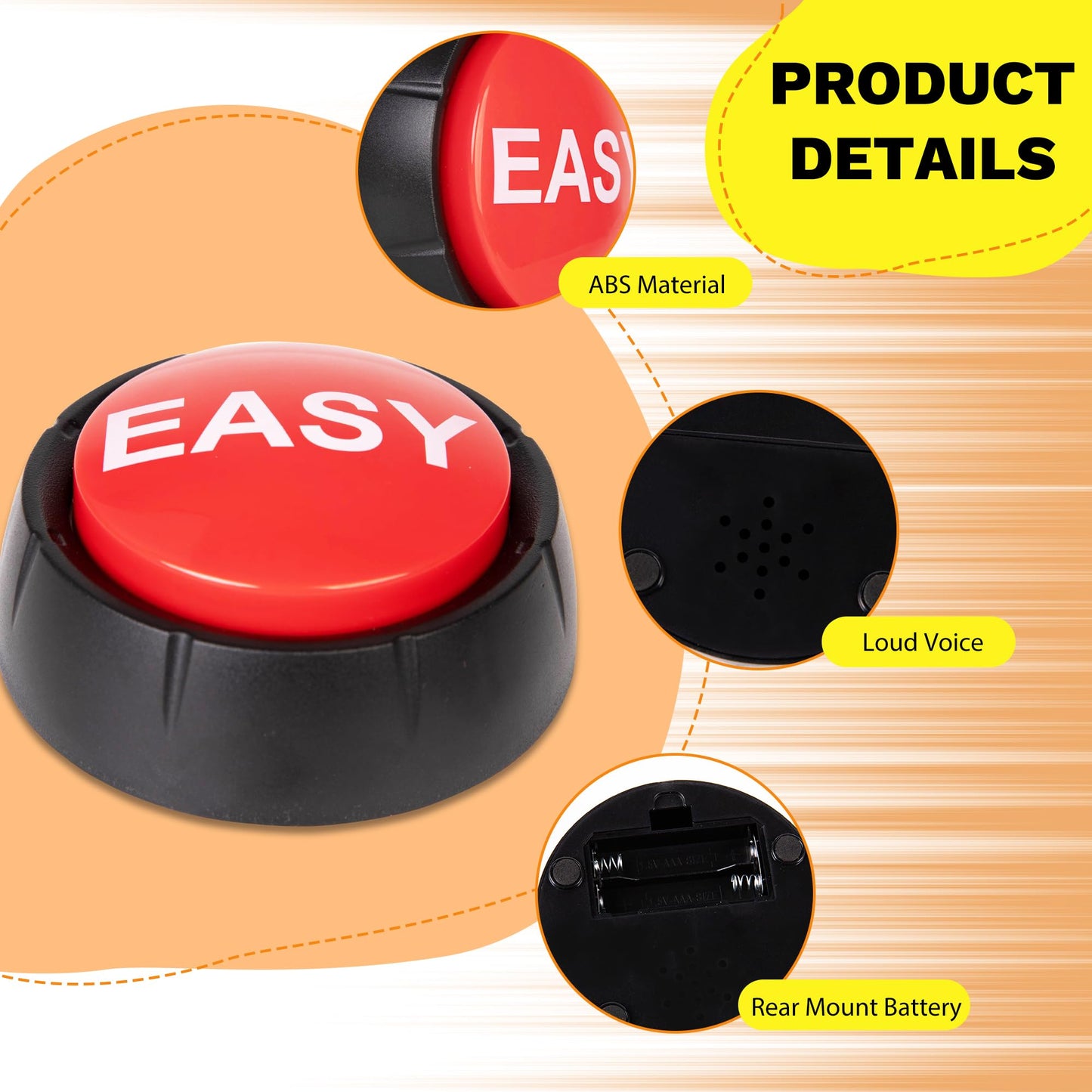REFARICO Easy Button for Quiz Competition and Family, Funny Button with Sound Effects, Button Desk Accessories, Gag Gifts for Ma