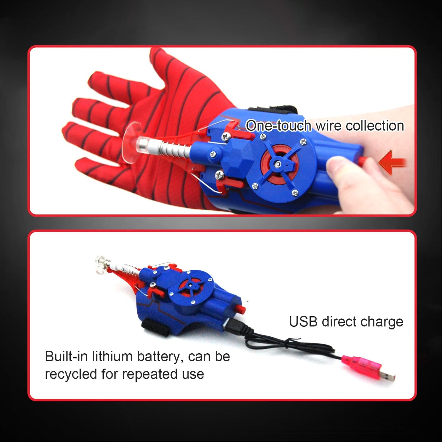 Spider Web Shooters String Shooters and Dart Launcher Toy Spider Gloves with Web-Shooters Superhero Role-Play Web Shooter