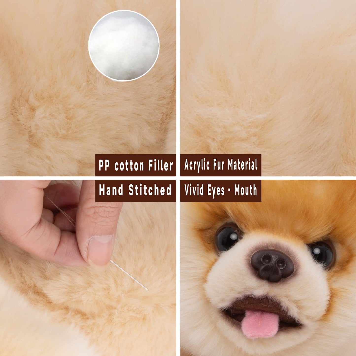 16 Inch- Pomeranian Stuffed Animals Toy Dog,Plush Puppy Realistic Cute Toy Dog Present Gift For Girls Boys