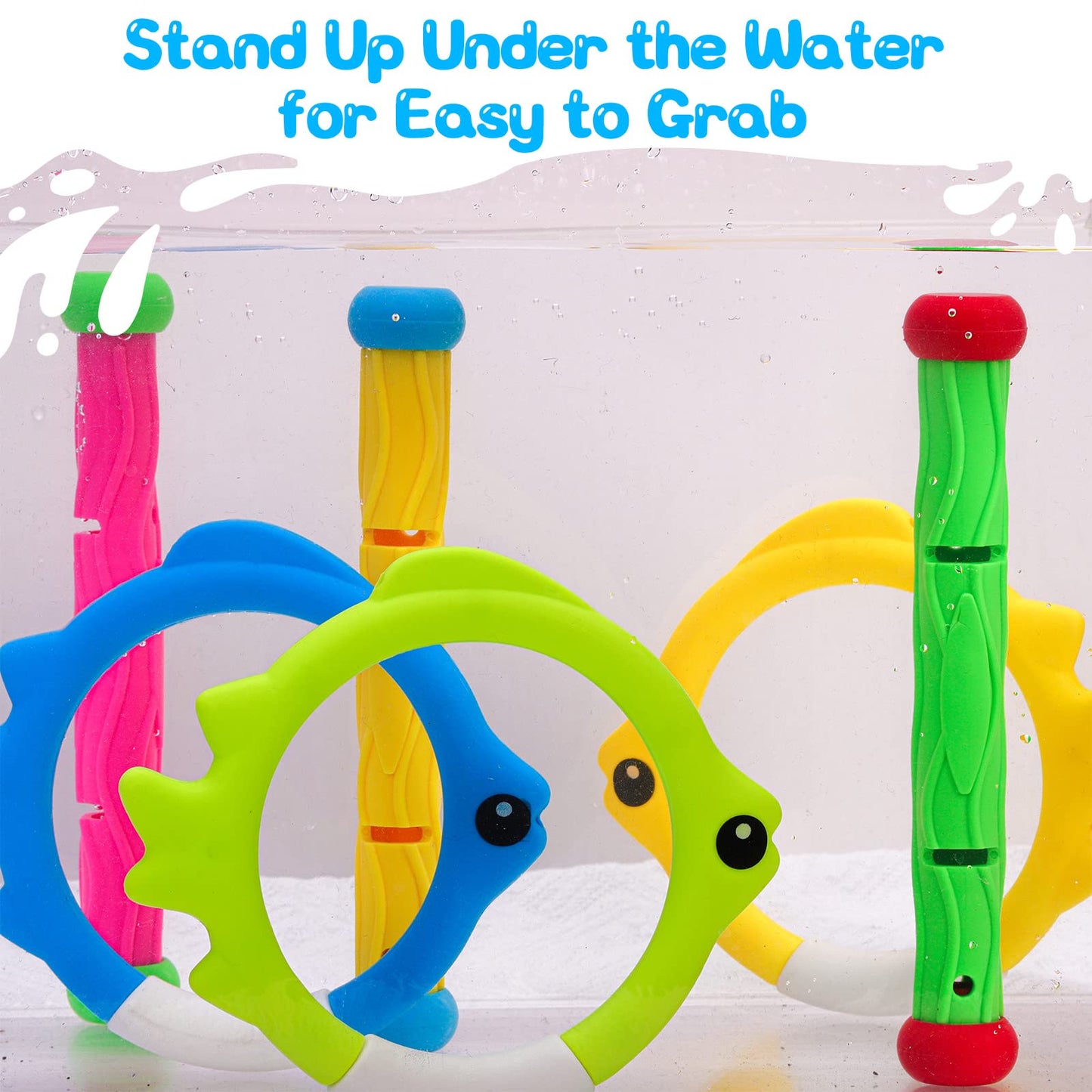 Asona Pool Diving Toys, Swimming Pool Toys, Diving Rings And Diving Sticks Set For Kids Age 4-8, 8-12, Diving Swimming Training Tools, Pool Party Favors, Pool Game Tools Underwater Pool Toys For Kids