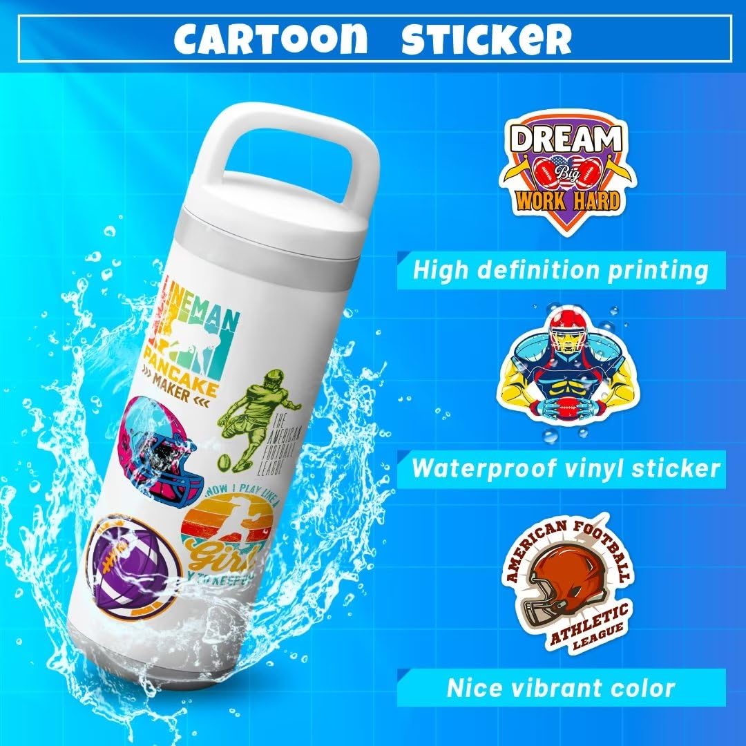 Football Stickers 100 Pcs Vinyl Waterproof Football Sports Stickers For Water Bottle Laptop Skateboard, Football Gifts For Kids