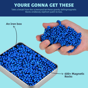Lcvuuk Magnetic Ferrite Putty Rocks, Blue More Than 600 Weak Magnetic Smooth Ferrite Pebbles, Magnet Rock Desk Toys And Time-Kil