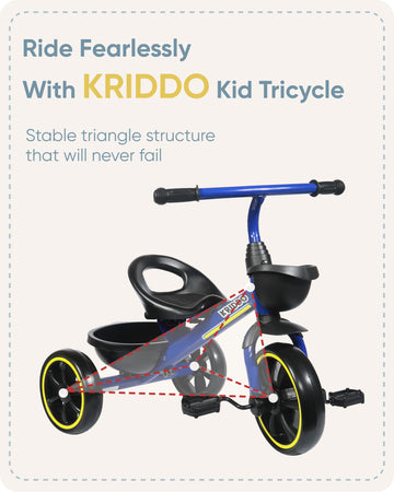 Kriddo Kids Tricycles Age 24 Month To 5 Years, Toddler Kids Trike For 2.5 To 5 Year Old, Gift Toddler Tricycles For 2 - 4 Year O