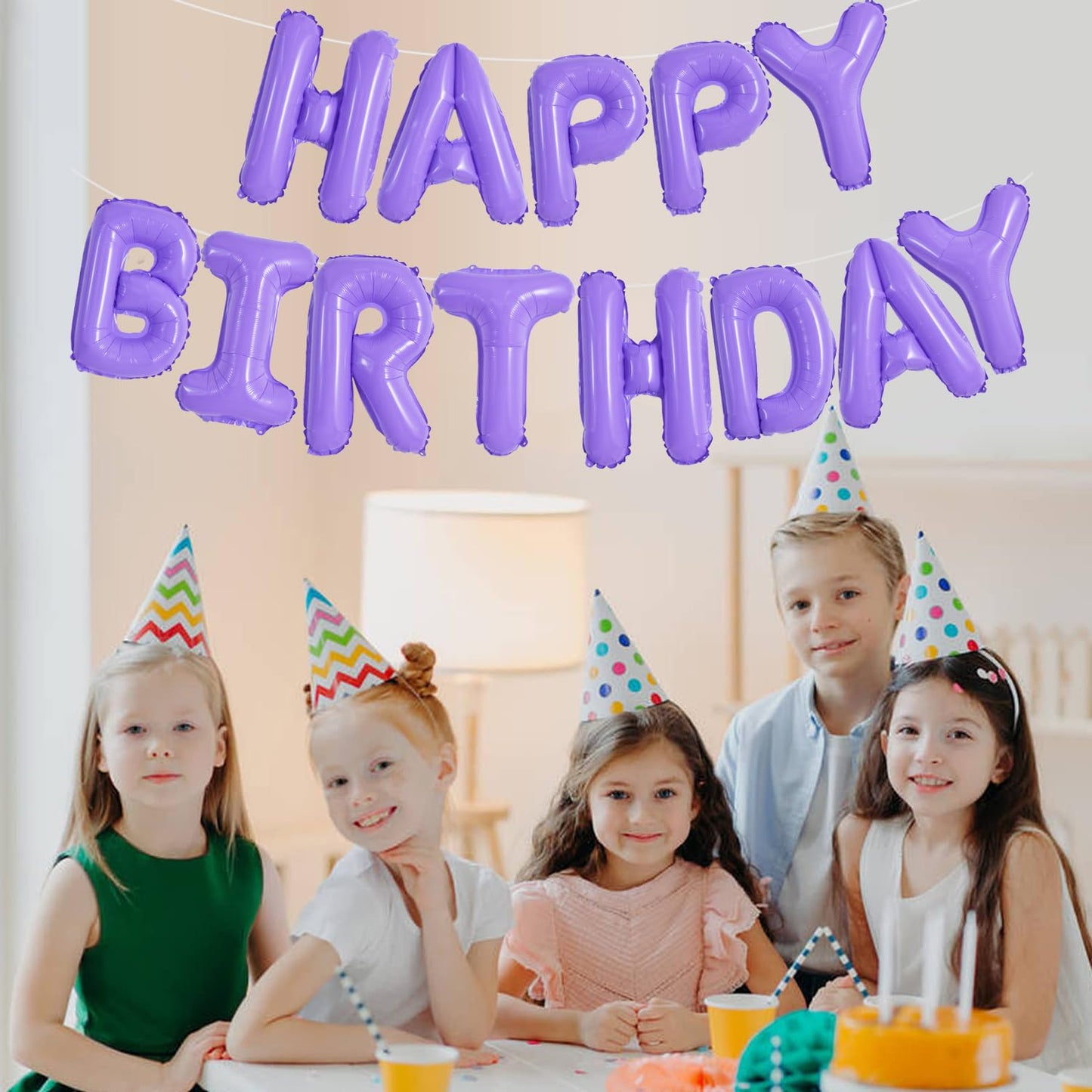 Toniful Light Purple Happy Birthday Balloons Banner 16 Inch Mylar Foil Letters Birthday Sign Banner Bunting Reusable For Girls B