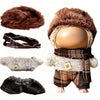 17cm Doll Clothes Set(NO Doll) - Cute Knit Sweater & Handcrafted Crochet Skirt enhanced Fashion Soft Stretch Fabric Costume Accessories Brown Winter Suit(Ears Cannot Pass Through The Headgear)