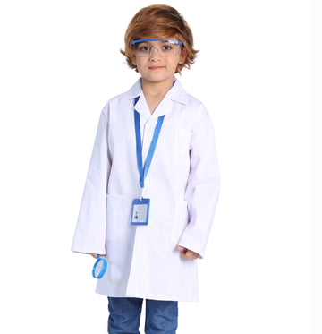 Togrop 4Pcs Doctor Scientist Lab Costume For Kids Role Play Thick White Coat Birthday Party Gift 8-9 Years