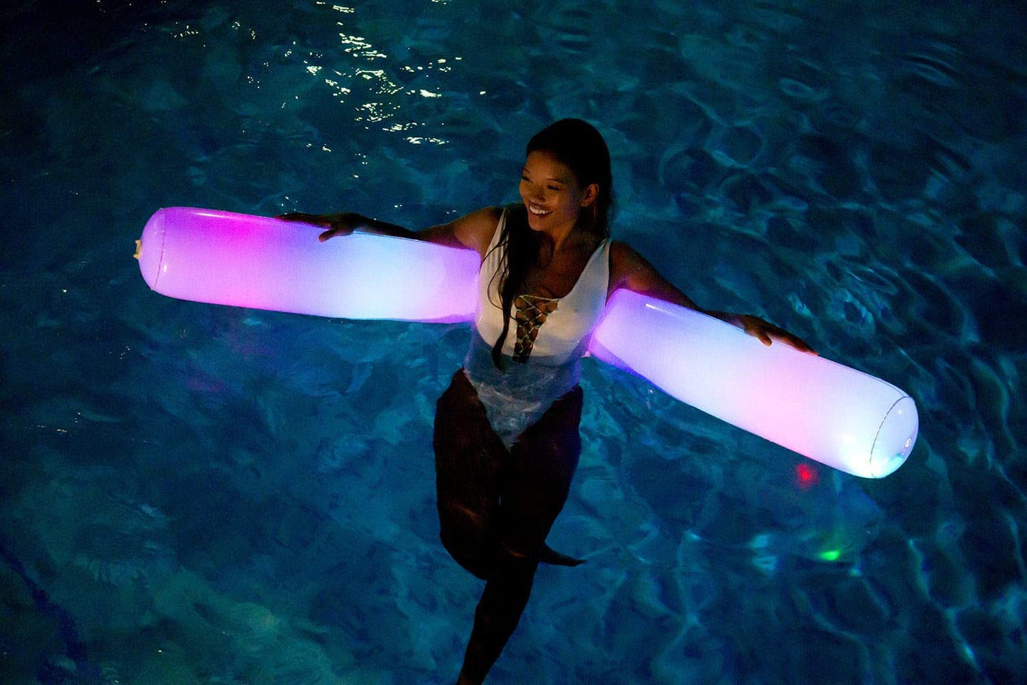 PoolCandy Inflatable Jumbo Swim Noodles (Illuminated LED Color Changing Swim Noodle)