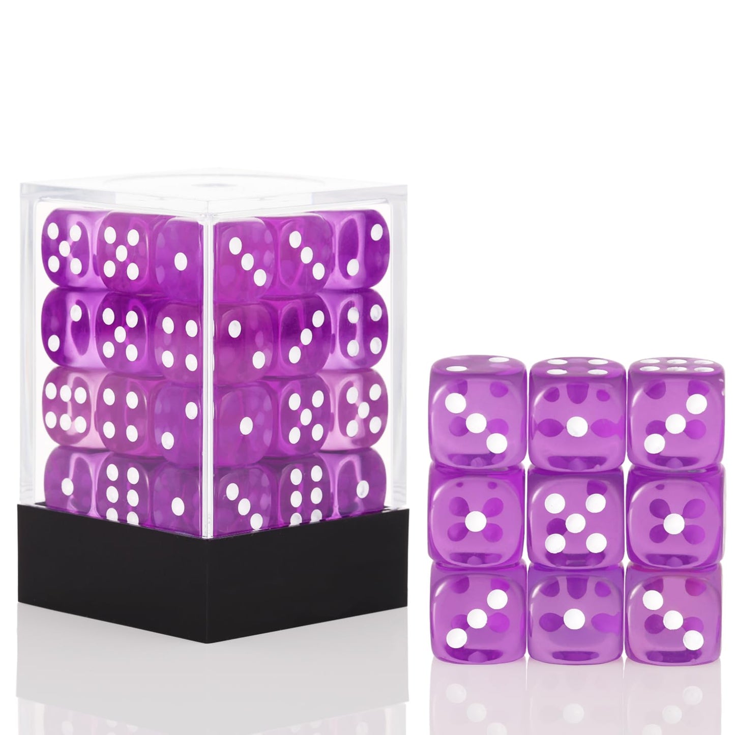 36 Pieces 12mm 6 Sided Mini Dice Set,Translucent Colors D6 Game Dice Set,6 Sided Standard Game Dice for Board Games Dice Games C