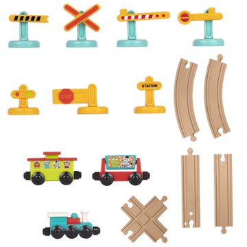 Battat - Train Set For Kids, Toddlers - 29Pc Train Track Set With Trains And Accessories - Developmental Toy- All Aboard Train S