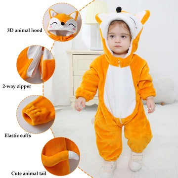 Tonwhar Kid'S And Toddler'S Costume Baby Animal Outfit Baby Boys' Girls' One-Piece Rompers Jumpsuit(4-5T,Orange Fox)