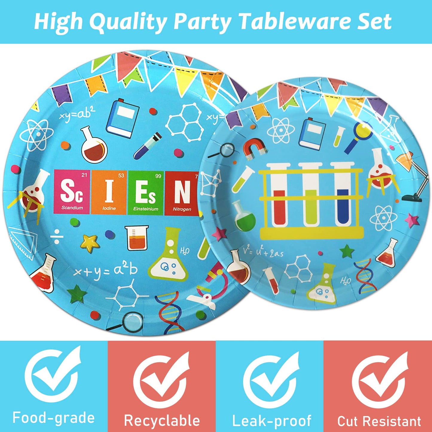 Wiooffen 96 Pcs Science Party Party Supplies Pack Mad Scientist Party Tableware Set Party Decorations Little Scientist Birthday