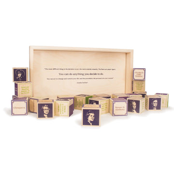 Uncle Goose Women Who Dared Blocks - Medium Brown Wood Building Toys